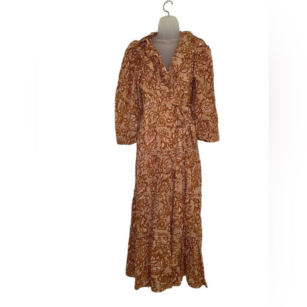 House of Harlow 1960 Aditi Wrap Maxi Dress Nude Floral Size Small - Picture 2 of 6